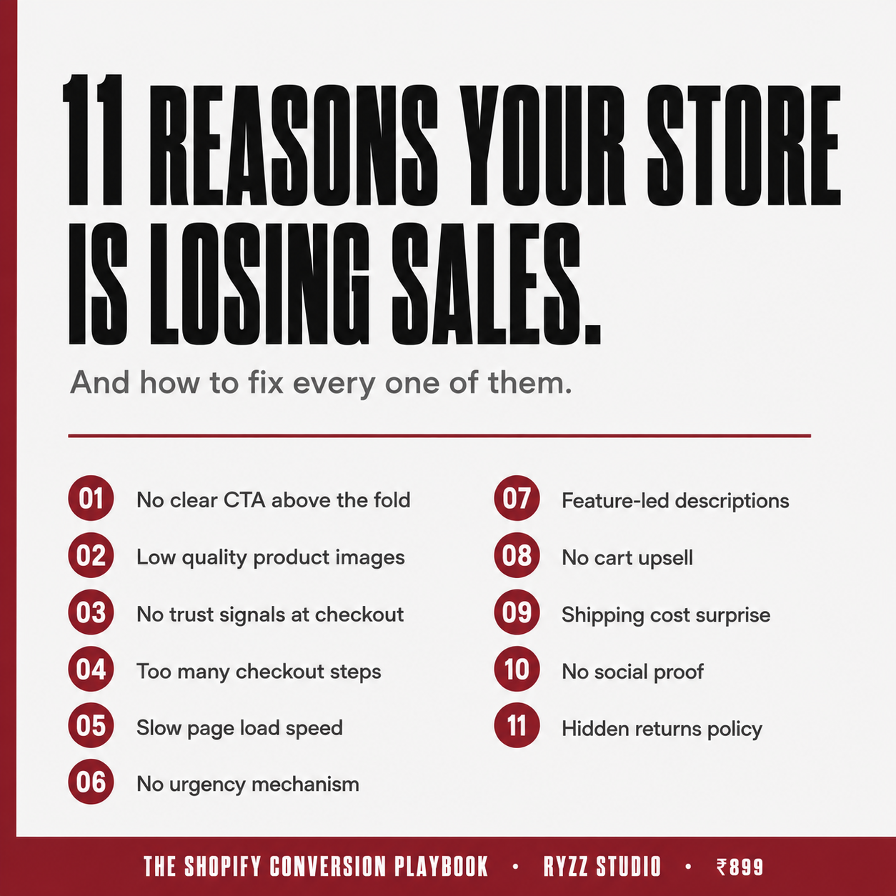 The Shopify Conversion Playbook - Fix the 11 Reasons Your Store Is Losing Sales